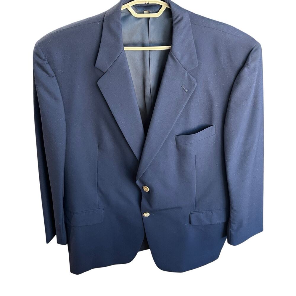 Burberry London Blazer Men Size 48 R Spring Summer Wool Navy Gold Dapper Preppy